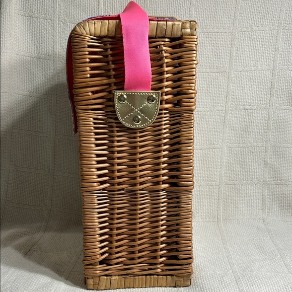 Lilly Pulitzer Insulated Wicker Wine Basket With Strap - Picture 4 of 7